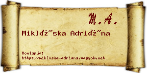 Miklóska Adriána névjegykártya